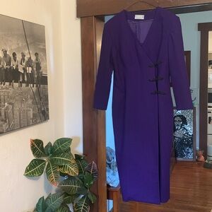 Michelle Monet pure virgin wool, made in canada long purple jacked size 12